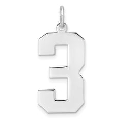 Sterling Silver/Rhodium-plated Polished Number 3 Charm - 2