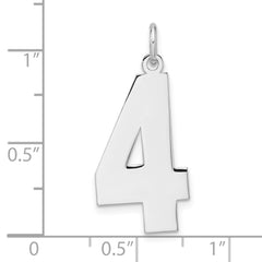 Sterling Silver/Rhodium-plated Polished Number 4 Charm - 3