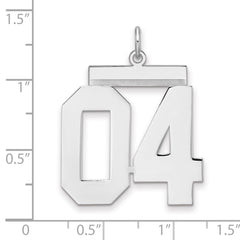 Sterling Silver/Rhodium-plated Polished Number 04 Charm