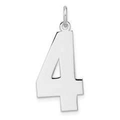 Sterling Silver/Rhodium-plated Polished Number 4 Charm - 3