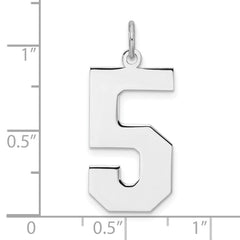 Sterling Silver/Rhodium-plated Polished Number 5 Charm - 2