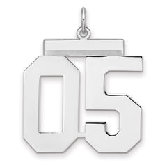 Sterling Silver/Rhodium-plated Polished Number 05 Charm