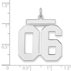 Sterling Silver/Rhodium-plated Polished Number 06 Charm
