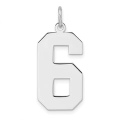 Sterling Silver/Rhodium-plated Polished Number 6 Charm - 3