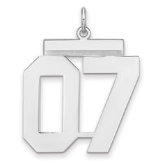 Sterling Silver/Rhodium-plated Polished Number 07 Charm