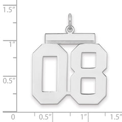 Sterling Silver/Rhodium-plated Polished Number 08 Charm
