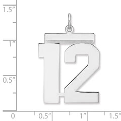 Sterling Silver/Rhodium-plated Polished Number 12 Charm - 2