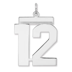 Sterling Silver/Rhodium-plated Polished Number 12 Charm - 2