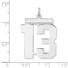 Sterling Silver/Rhodium-plated Polished Number 13 Charm - 3