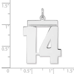 Sterling Silver/Rhodium-plated Polished Number 14 Charm - 2