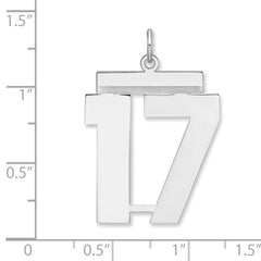 Sterling Silver/Rhodium-plated Polished Number 17 Charm - 2