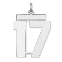 Sterling Silver/Rhodium-plated Polished Number 17 Charm - 2