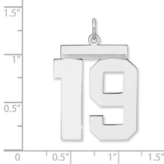 Sterling Silver/Rhodium-plated Polished Number 19 Charm - 3