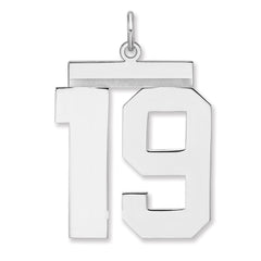 Sterling Silver/Rhodium-plated Polished Number 19 Charm - 3