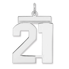 Sterling Silver/Rhodium-plated Polished Number 21 Charm - 3