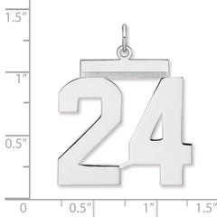 Sterling Silver/Rhodium-plated Polished Number 24 Charm - 2