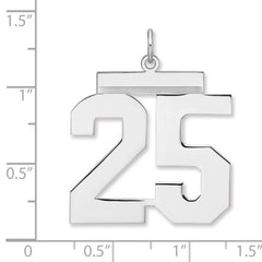 Sterling Silver/Rhodium-plated Polished Number 25 Charm - 2