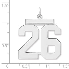 Sterling Silver/Rhodium-plated Polished Number 26 Charm