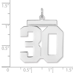 Sterling Silver/Rhodium-plated Polished Number 30 Charm - 2