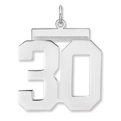 Sterling Silver/Rhodium-plated Polished Number 30 Charm - 2