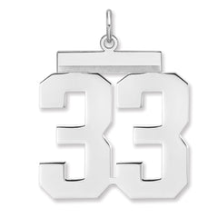 Sterling Silver/Rhodium-plated Polished Number 33 Charm - 3