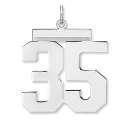 Sterling Silver/Rhodium-plated Polished Number 35 Charm - 3