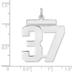 Sterling Silver/Rhodium-plated Polished Number 37 Charm - 2