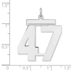 Sterling Silver/Rhodium-plated Polished Number 47 Charm - 2