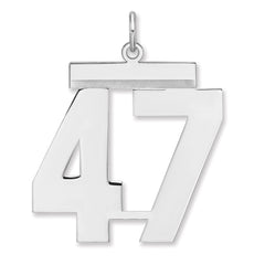 Sterling Silver/Rhodium-plated Polished Number 47 Charm - 2
