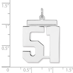 Sterling Silver/Rhodium-plated Polished Number 51 Charm - 2