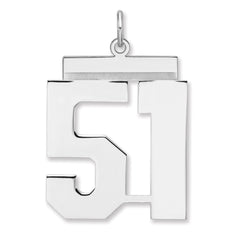 Sterling Silver/Rhodium-plated Polished Number 51 Charm - 2