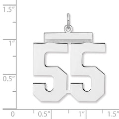 Sterling Silver/Rhodium-plated Polished Number 55 Charm - 3