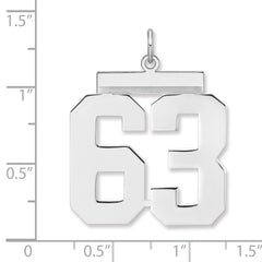 Sterling Silver/Rhodium-plated Polished Number 63 Charm - 2