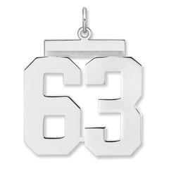 Sterling Silver/Rhodium-plated Polished Number 63 Charm - 2