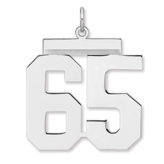 Sterling Silver/Rhodium-plated Polished Number 65 Charm - 3