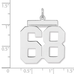Sterling Silver/Rhodium-plated Polished Number 68 Charm - 3