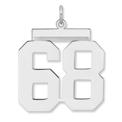 Sterling Silver/Rhodium-plated Polished Number 68 Charm - 3