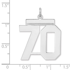 Sterling Silver/Rhodium-plated Polished Number 70 Charm - 2