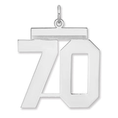 Sterling Silver/Rhodium-plated Polished Number 70 Charm - 2