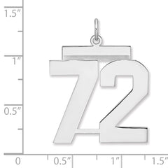 Sterling Silver/Rhodium-plated Polished Number 72 Charm