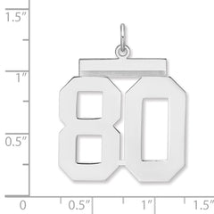 Sterling Silver/Rhodium-plated Polished Number 80 Charm - 3