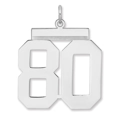 Sterling Silver/Rhodium-plated Polished Number 80 Charm - 3