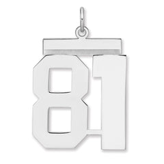 Sterling Silver/Rhodium-plated Polished Number 81 Charm - 3