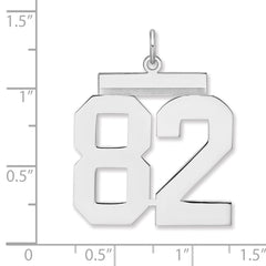 Sterling Silver/Rhodium-plated Polished Number 82 Charm - 3