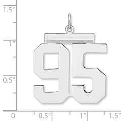 Sterling Silver/Rhodium-plated Polished Number 95 Charm - 3