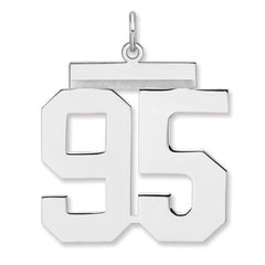 Sterling Silver/Rhodium-plated Polished Number 95 Charm - 3