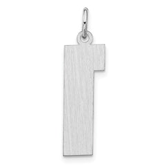 Sterling Silver/Rhodium-plated Satin Number 1 Charm - 4