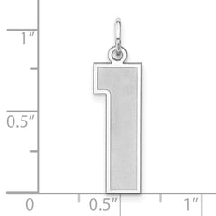 Sterling Silver/Rhodium-plated Satin Number 1 Charm - 4