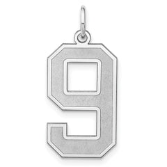 Sterling Silver/Rhodium-plated Satin Number 9 Charm