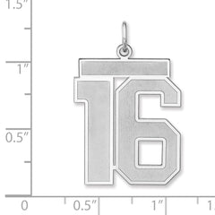 Sterling Silver/Rhodium-plated Satin Number 16 Charm - 2